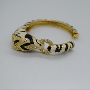 Striped enamel zebra bangle bracelet